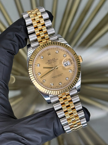 Rolex Datejust 41 Champagne Diamond Dial on Jubilee 126333 2017 Card