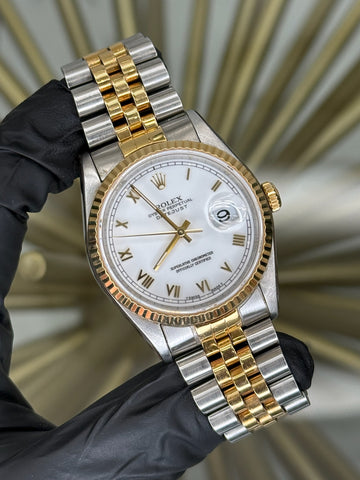 Rolex Datejust 36 White Roman Dial on Jubilee 16233