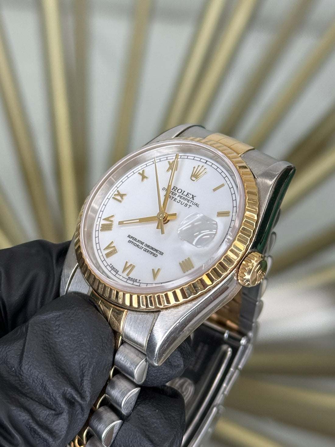 Rolex Datejust 36 White Roman Dial on Jubilee 16233