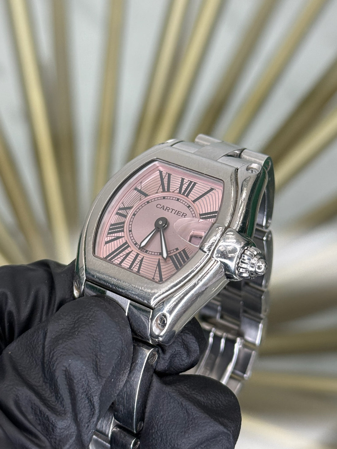 Cartier Ladies Roadster Pink Dial on Stainless Steel 2675