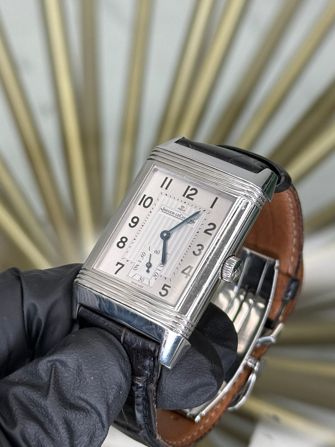 Jaeger-LeCoultre Reverso Grande Taille Silver Dial on Black Leather 270.8.62