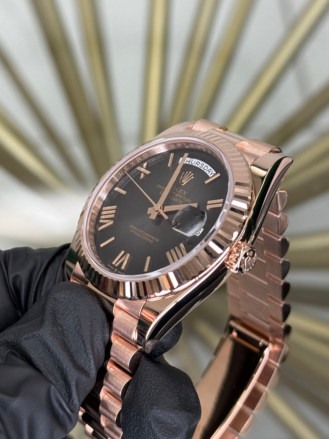 Rolex Day-Date 40 Slate Ombre Roman Dial on President 228235 2026 Card