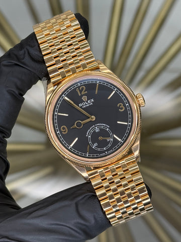 Rolex 1908 Black Index Arabic Dial on Yellow Gold 52508 2025 Card