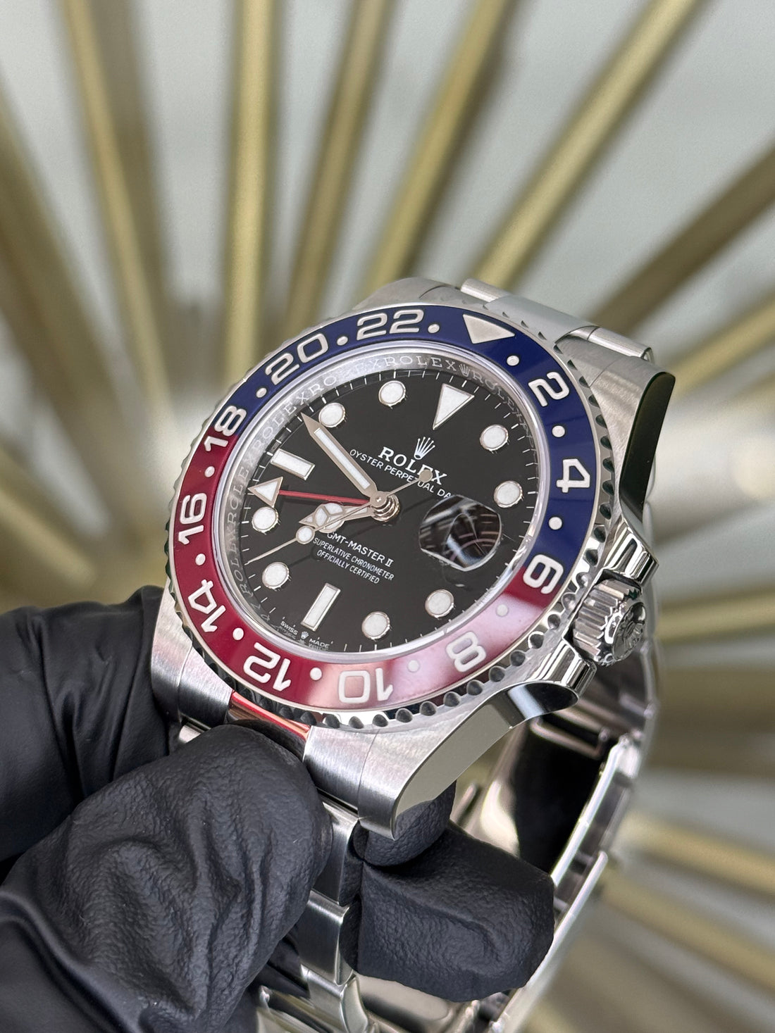 Rolex GMT-Master II Pepsi Black Dial on Oyster 126710BLRO 2022 Complete