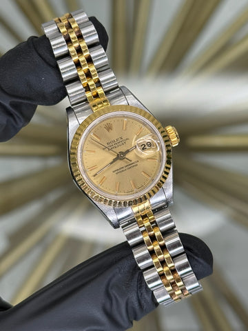 Rolex Datejust Champagne Stick Dial on Jubilee 69173
