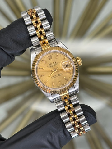 Rolex Datejust Champagne Stick Dial on Jubilee 69173