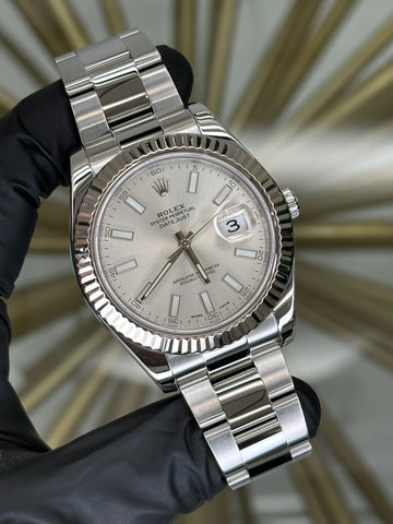 Rolex Datejust II Silver Stick Dial on Oyster 116334