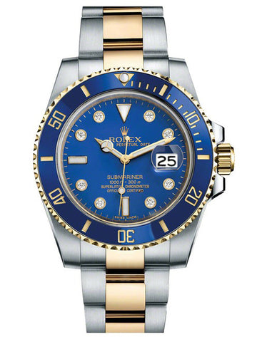 Rolex Submariner Blue Diamond Dial on Oyster 116613LB 2019 Card