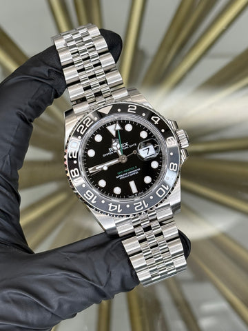 Rolex GMT-Master II Bruce Wayne Black Dial on Jubilee 126710GRNR 2026 Card