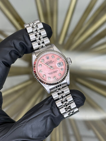 Rolex Lady-Datejust Pink MOP Diamond Dial on Jubilee 69240