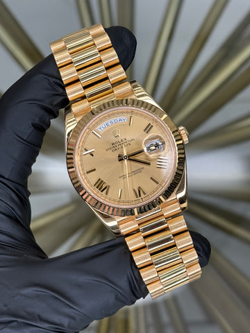 Rolex Day-Date 40 Champagne Roman Dial on President 228238