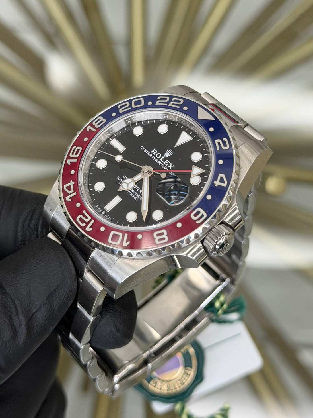Rolex GMT-Master II Pepsi Black Dial on Oyster 126710BLRO 2023 Complete