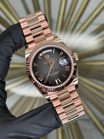 Rolex Day-Date 40 Smoke Ombré Dial on President 228235 2026 Complete