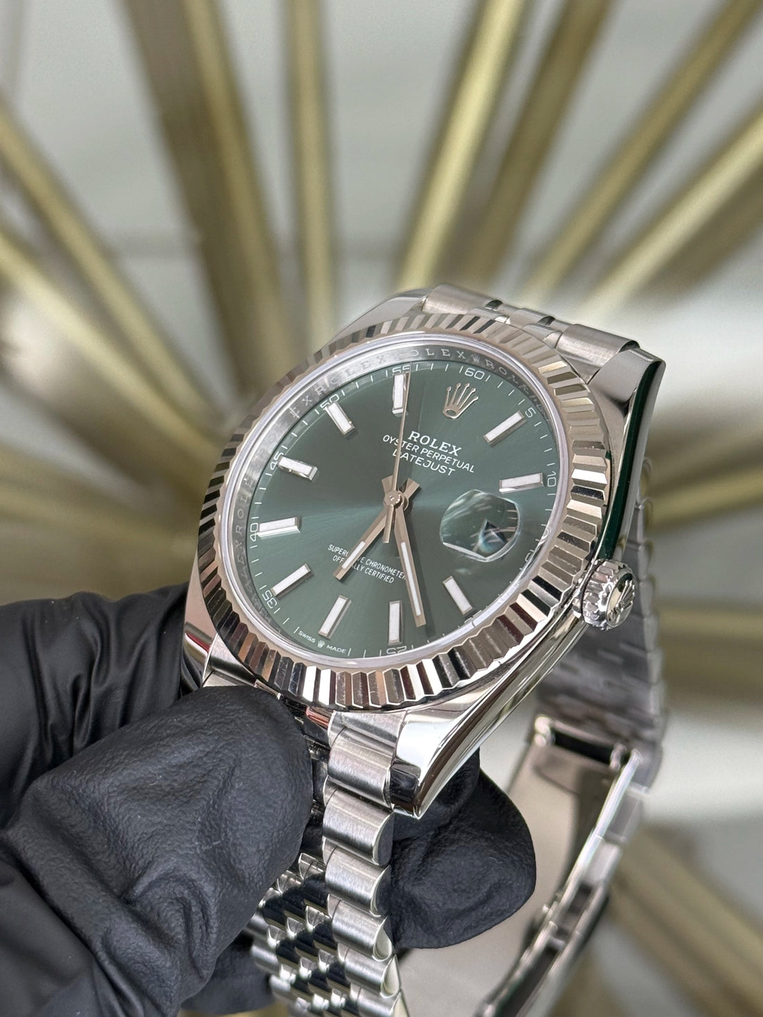 Rolex Datejust 41 Mint Green Index Dial on Jubilee 126334 2023 Complete