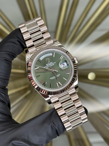 Rolex Day-Date 40 Olive Green Roman Dial on President 228239 2024 Card