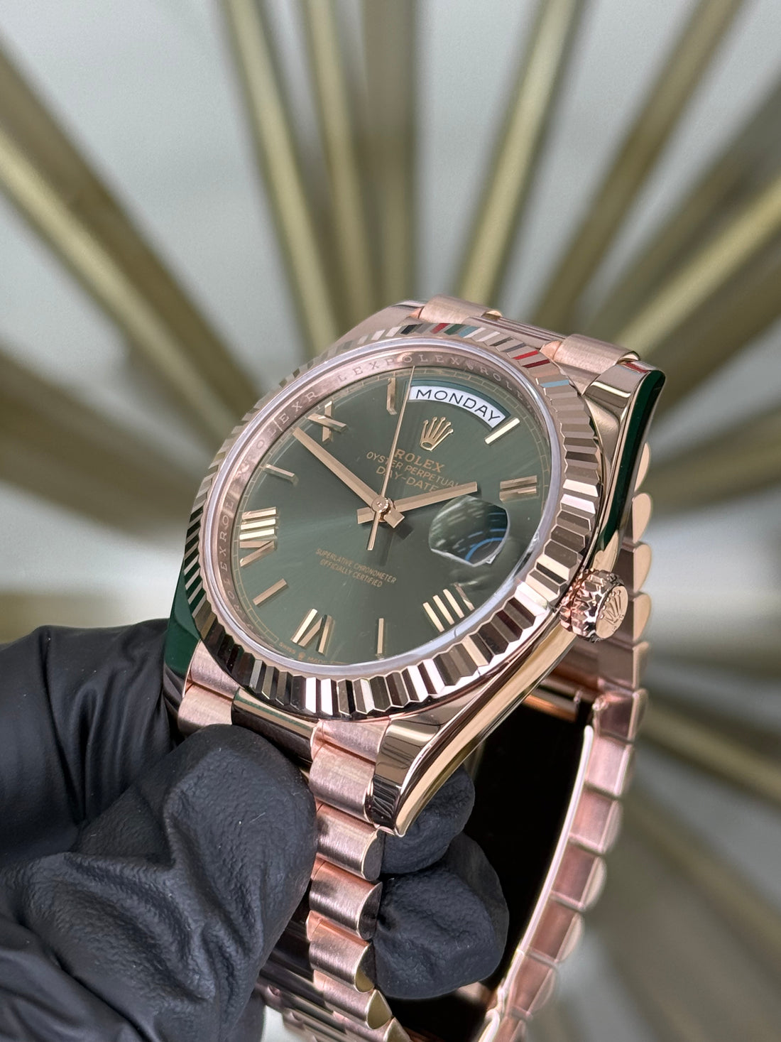Rolex Day-Date 40 Olive Dial on President 228235 2025 Complete