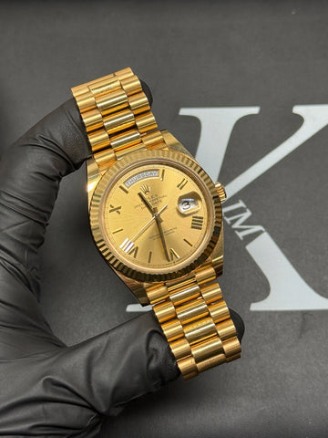 Rolex Day-Date 40 Champagne Roman Dial on President 228238 2023 Complete