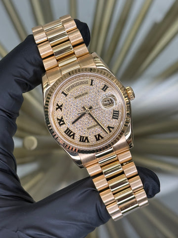 Rolex Day-Date 36 Pave Dial on President 118238