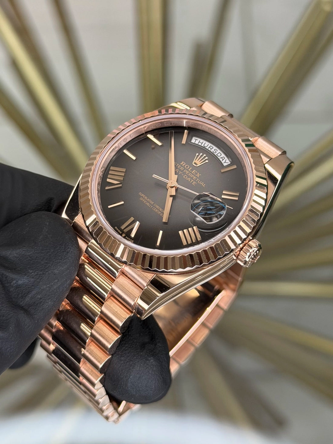 Rolex Day-Date 40 Slate Smoke Ombre Dial on President 228235 2025 Complete