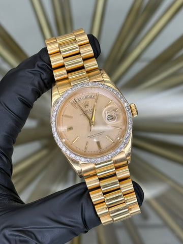 Rolex Day-Date 36 Champagne Stick Dial on President 1803
