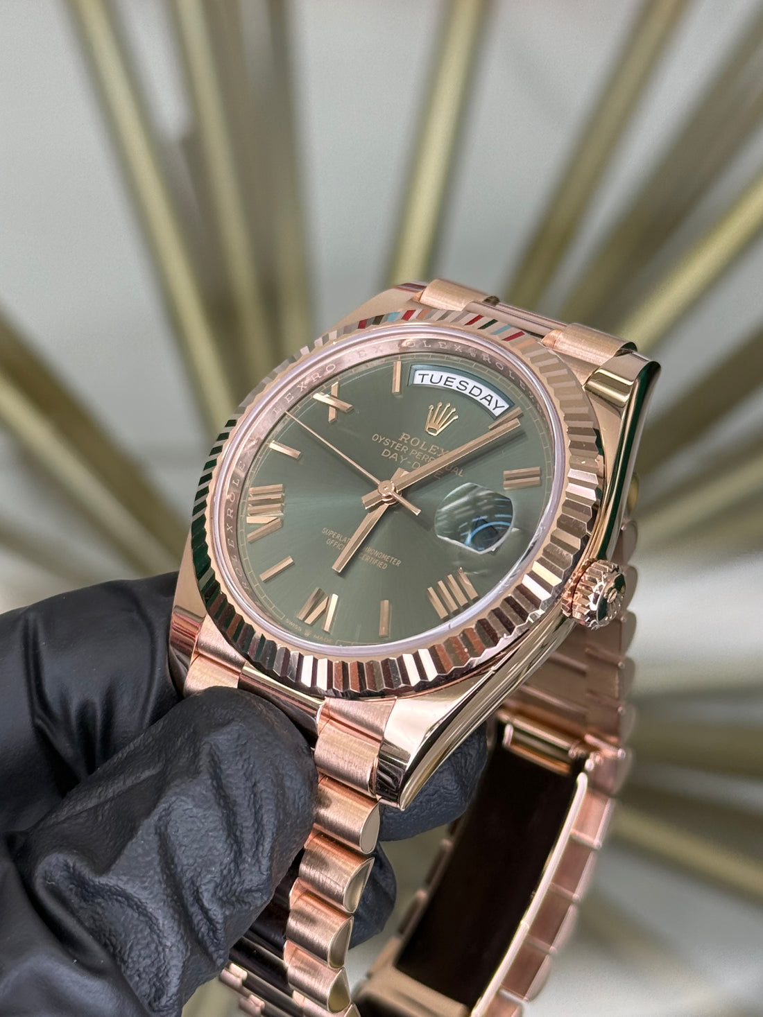 Rolex Day-Date 40 Olive Dial on President 228235 2021 Complete