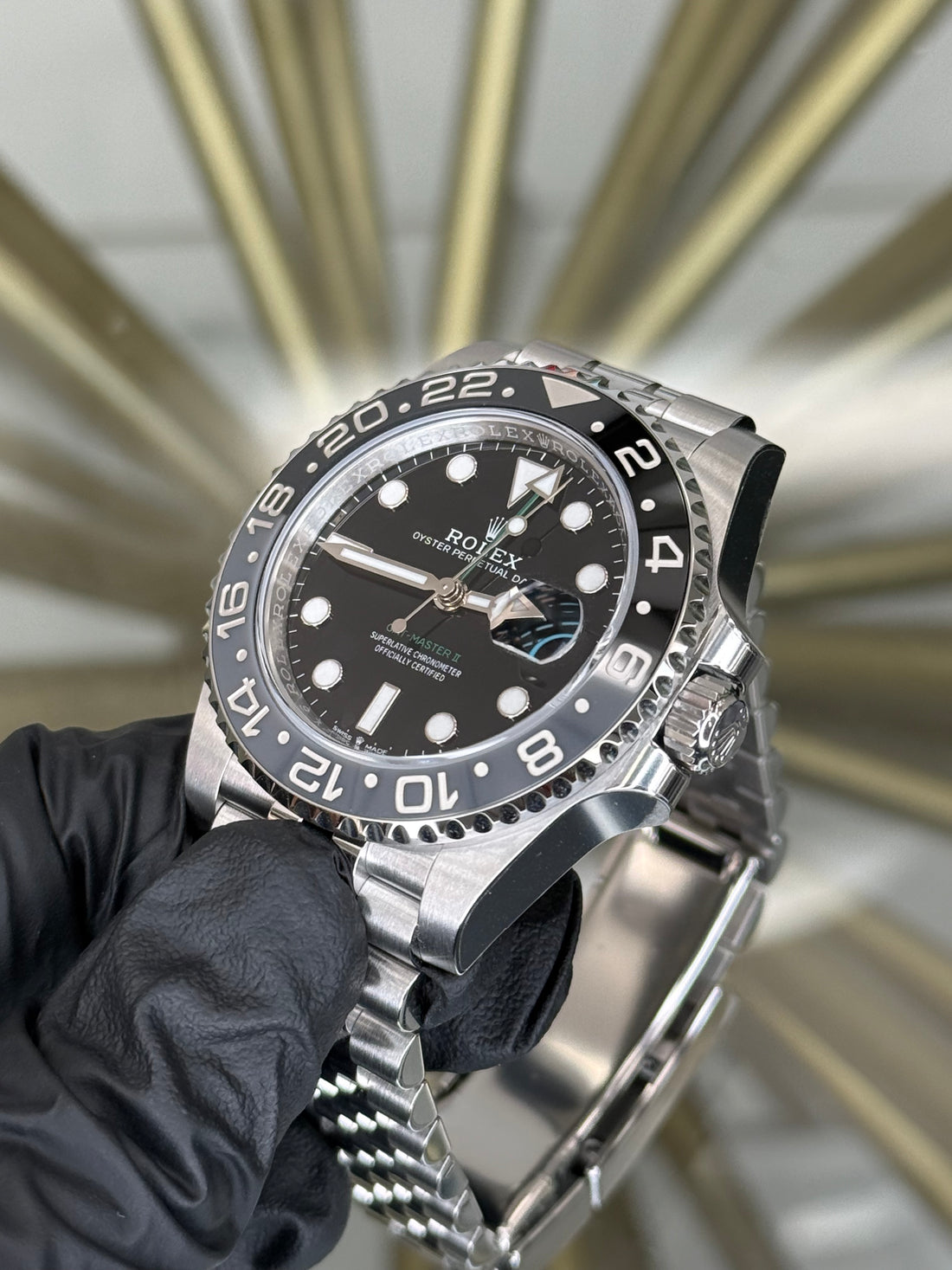 Rolex GMT-Master II Bruce Wayne Black Dial on Jubilee 126710GRNR 2026 Card