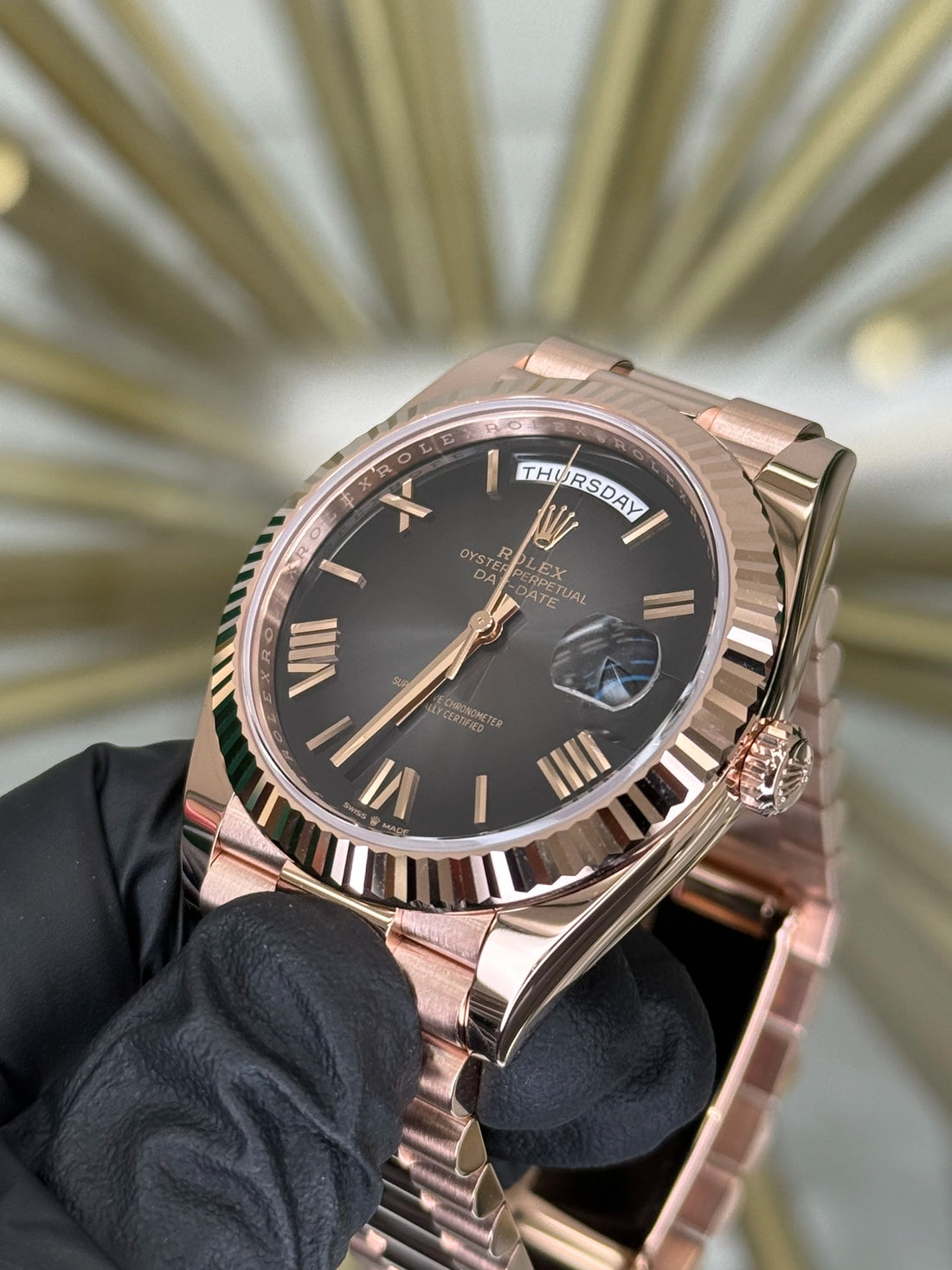 Rolex Day-Date 40 Smoke Ombre Dial on President 228235 2026 Complete