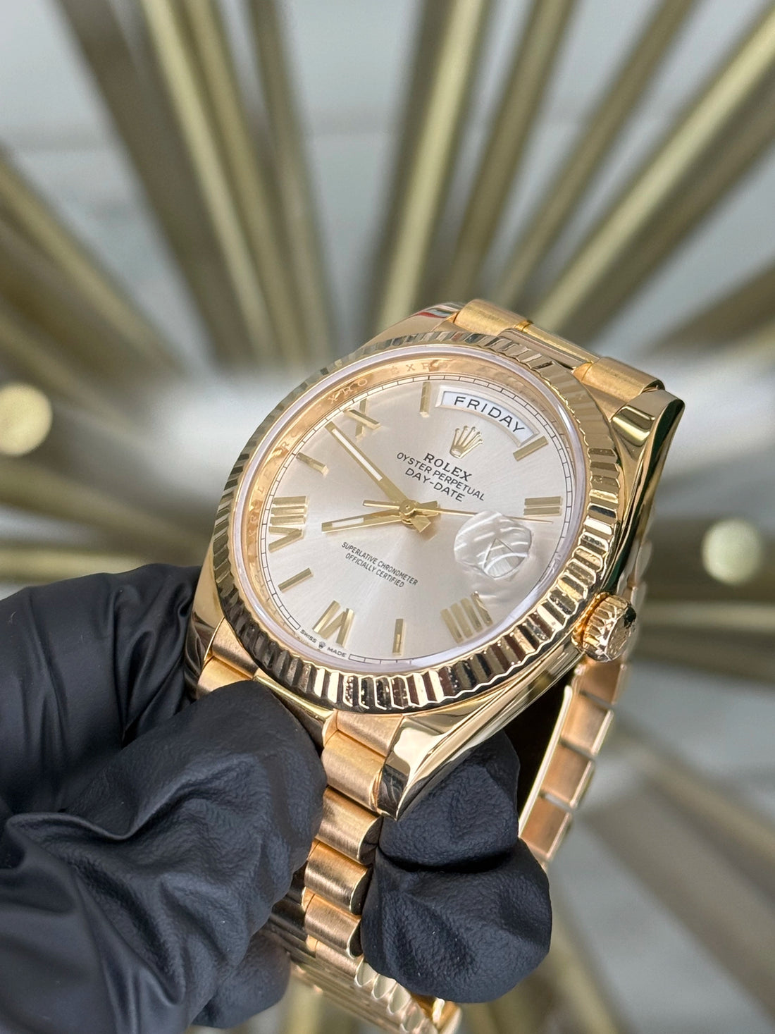 Rolex Day-Date 40 Silver Roman Dial on President 228238