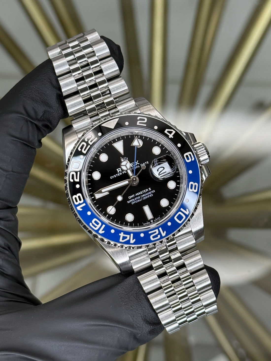 Rolex GMT-Master II Batgirl Black Dial on Jubilee 126710BLNR 2023 Card