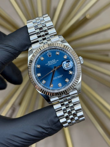 Rolex Datejust 41 Blue Diamond Dial on Jubilee 126334 2024 Complete