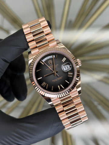 Rolex Day-Date 40 Smoke Ombre Dial on President 228235 2025 Complete