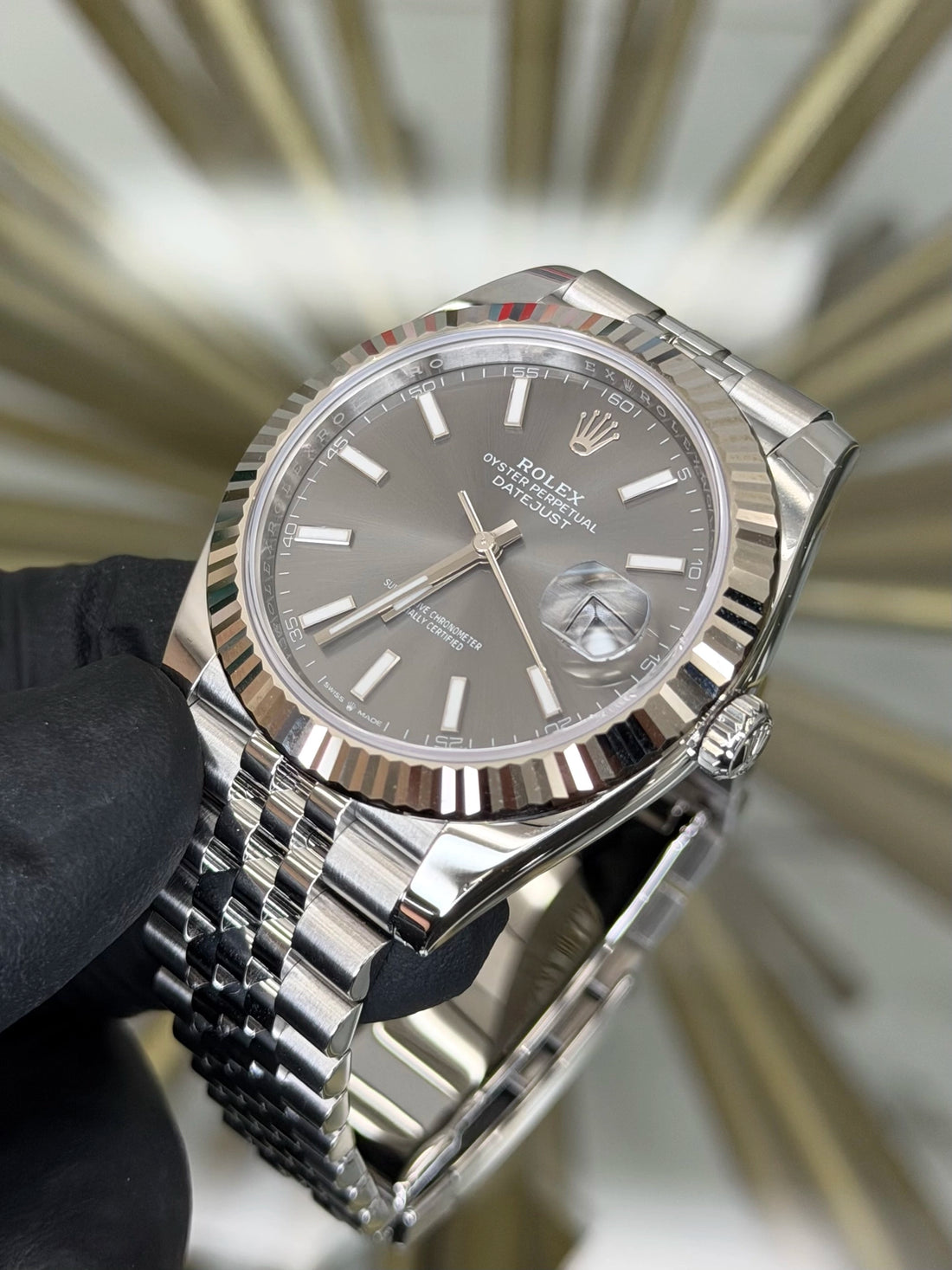 Rolex Datejust 41 Dark Rhodium Index Dial on Jubilee 126334 2026 Complete