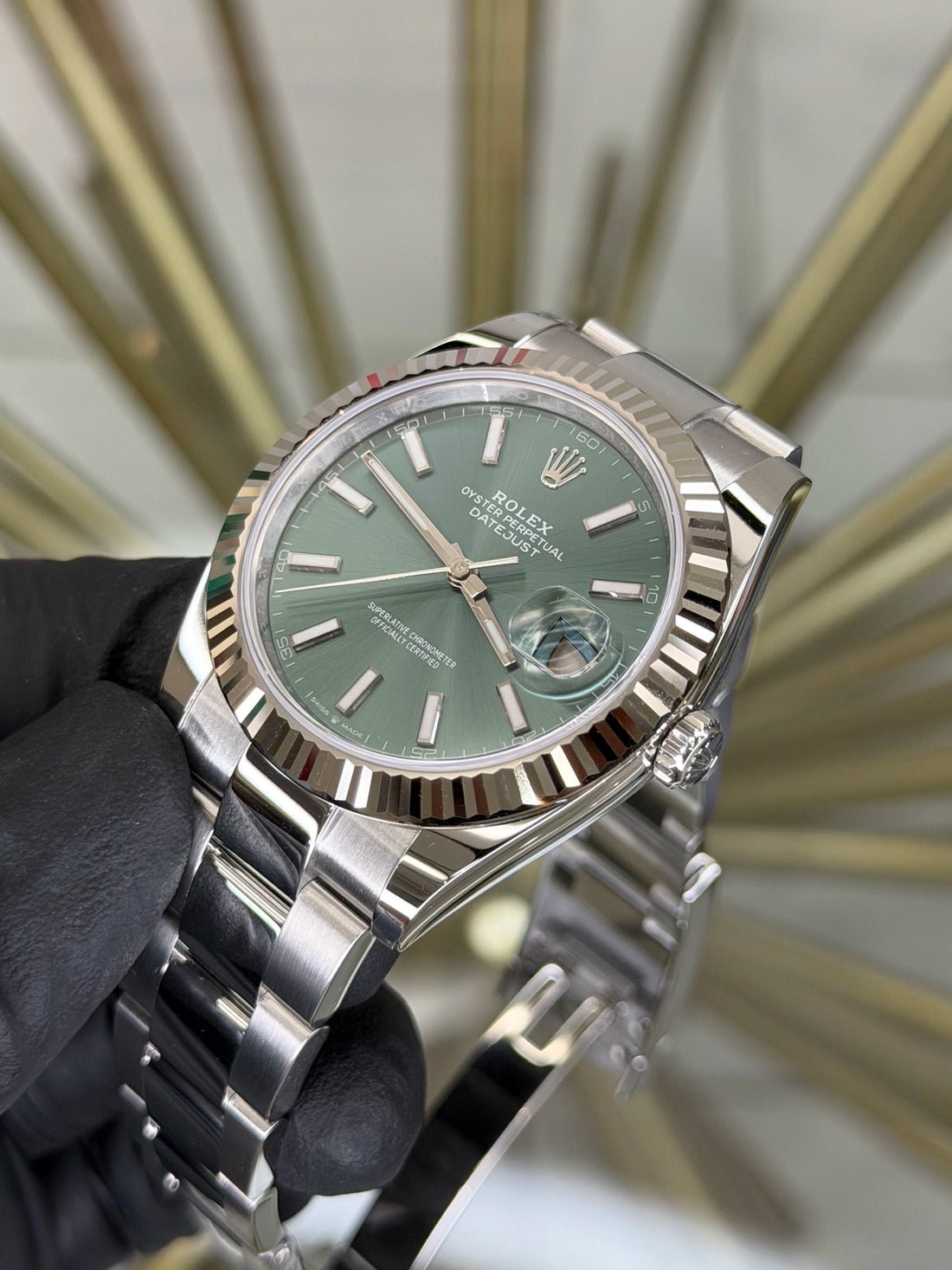 Rolex Datejust 41 Mint Green Dial on Oyster 126334 2026 Complete