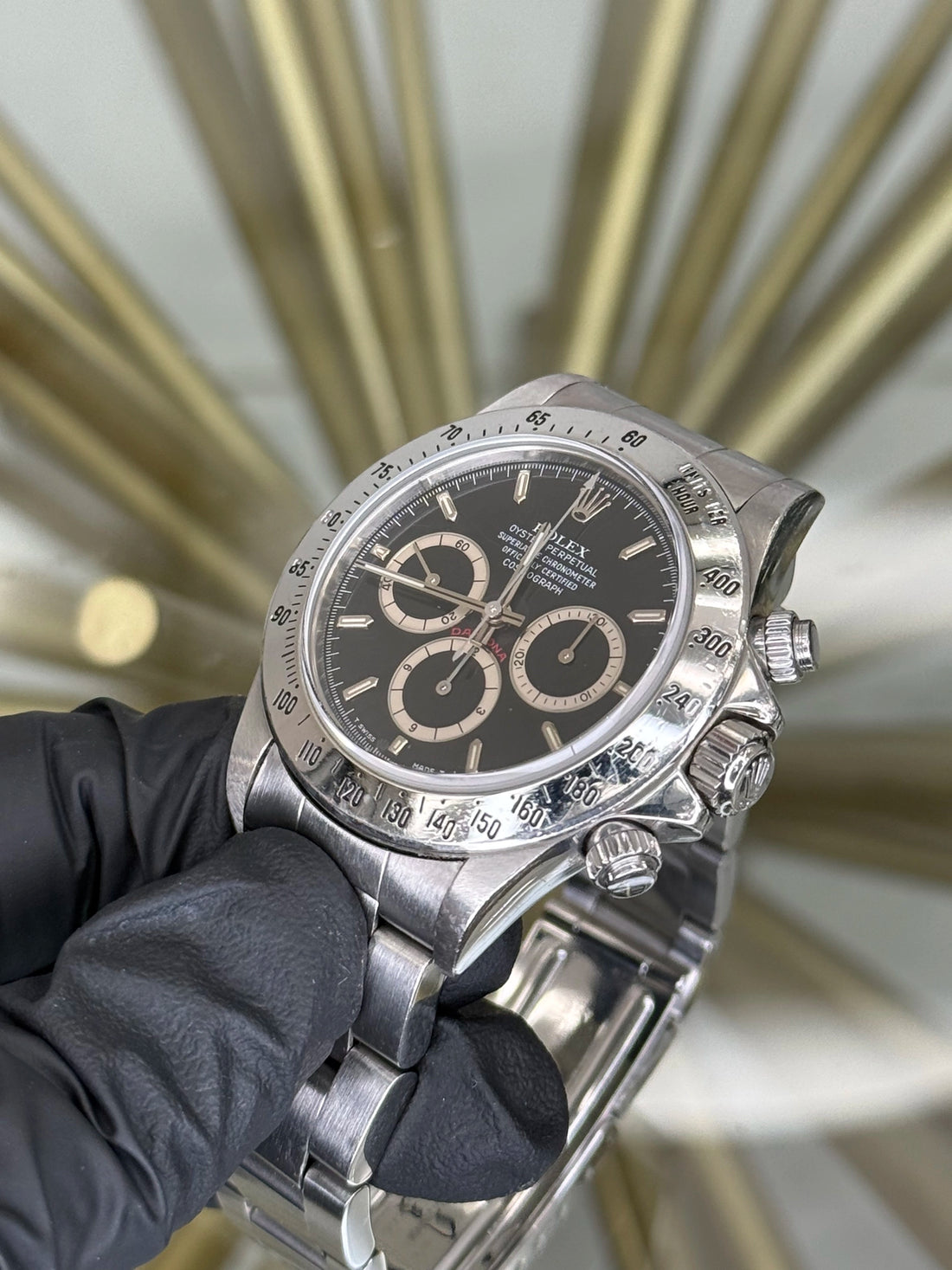 Rolex Daytona Zenith Black Inverted 6 Dial on Oyster 16520 Open Date Papers