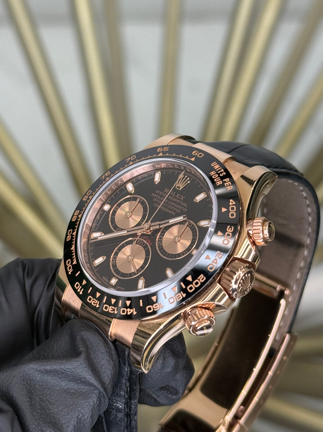 Rolex Daytona Black Index Dial on Black leather strap 116515LN 2017 Card