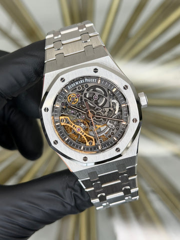 Audemars Piguet Royal Oak Double Balance Wheel Skeleton Dial on Bracelet 15407ST.OO.1220ST.01 2019 Complete