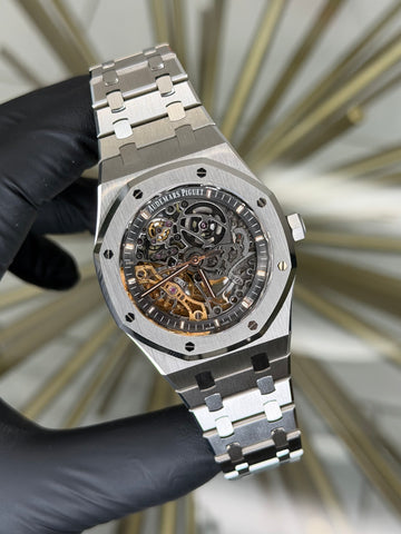 Audemars Piguet Royal Oak Double Balance Wheel Skeleton Dial on Bracelet 15407ST.OO.1220ST.01 2020 Complete