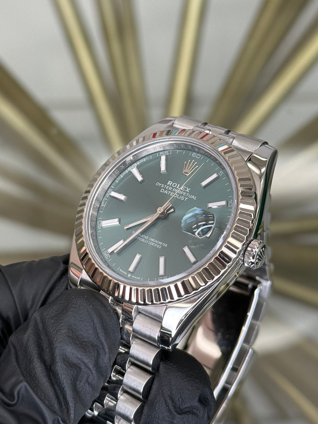 Rolex Datejust 41 Mint Green Index Dial on Jubilee 126334 2024 Complete