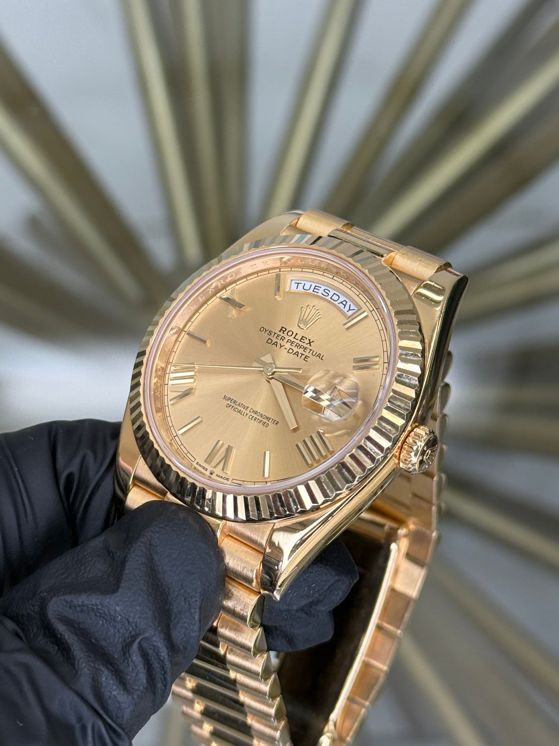 Rolex Day-Date 40 Champagne Roman Dial on President 228238