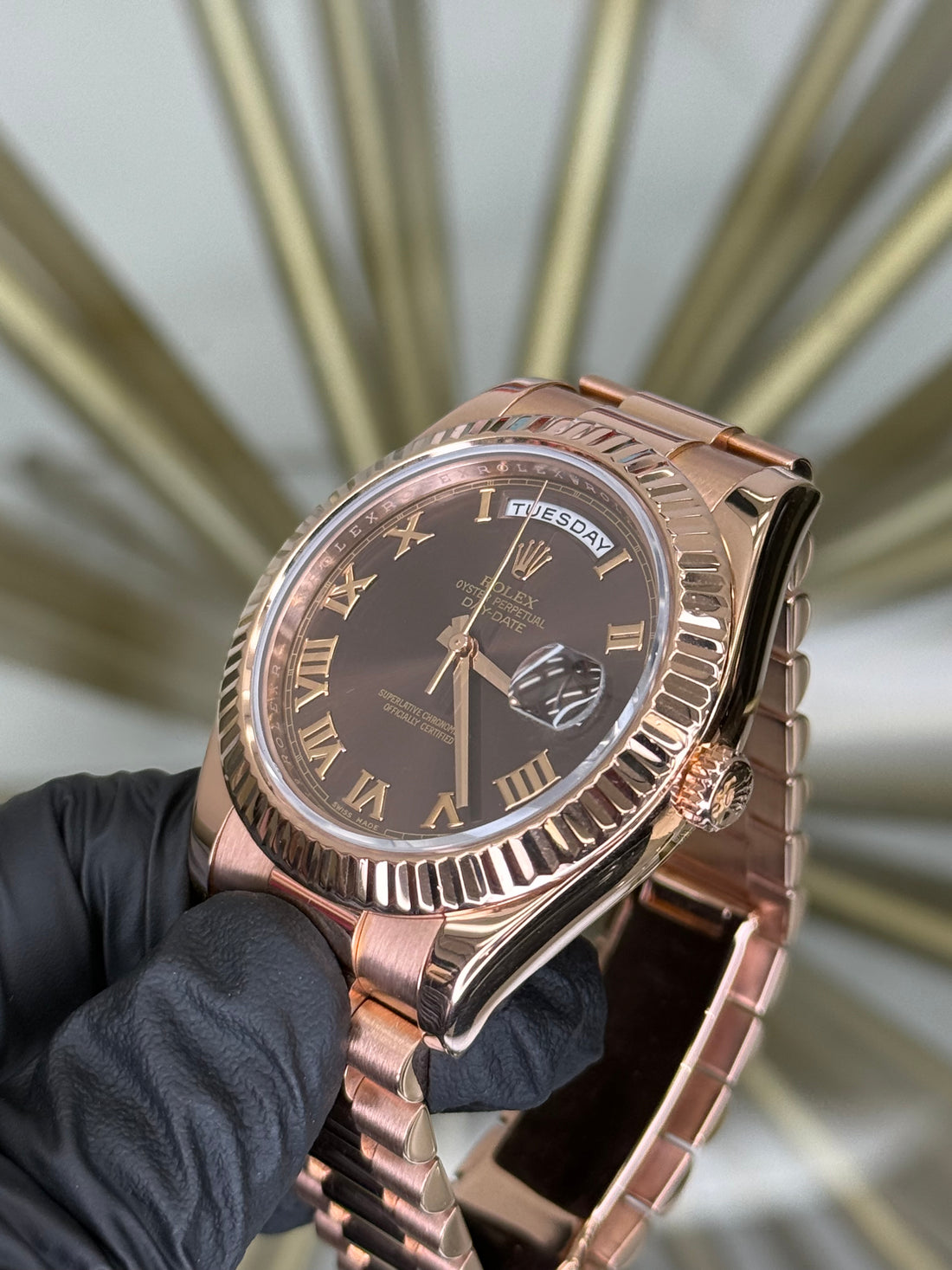 Rolex Day Date II Chocolate Roman Dial on President 218235