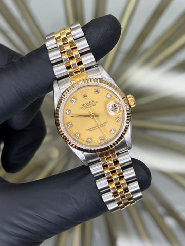 Rolex Datejust 31 Champagne Diamond Dial on Jubilee 68273