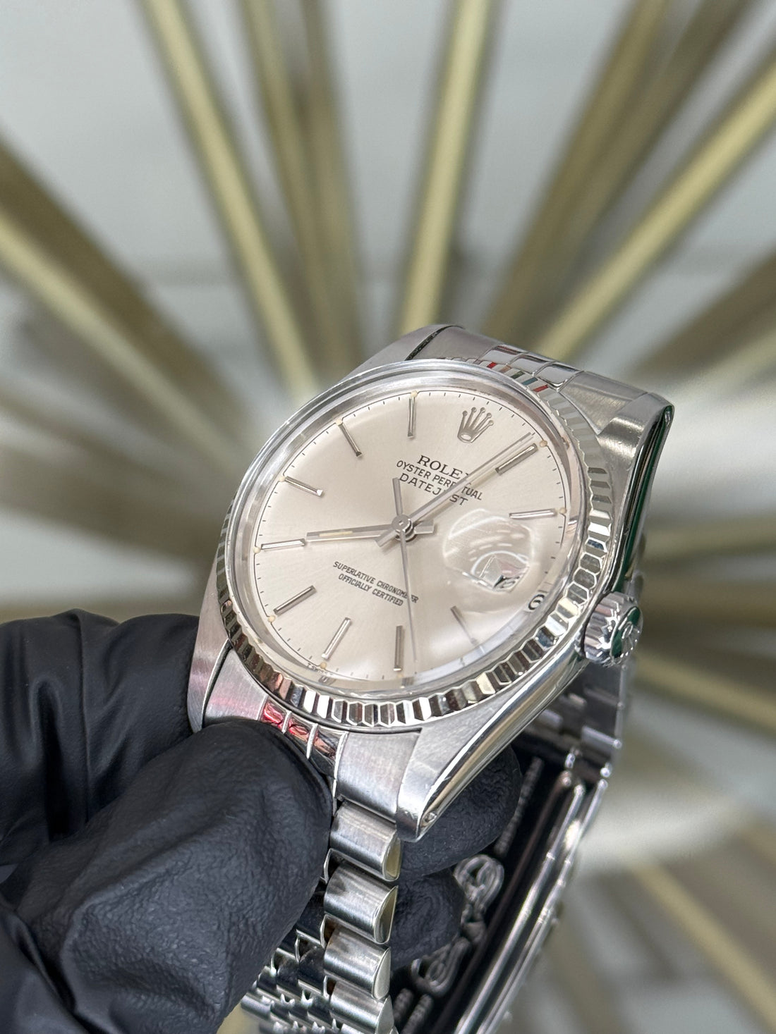 Rolex Datejust 36 Silver Stick Dial on Jubilee 16014