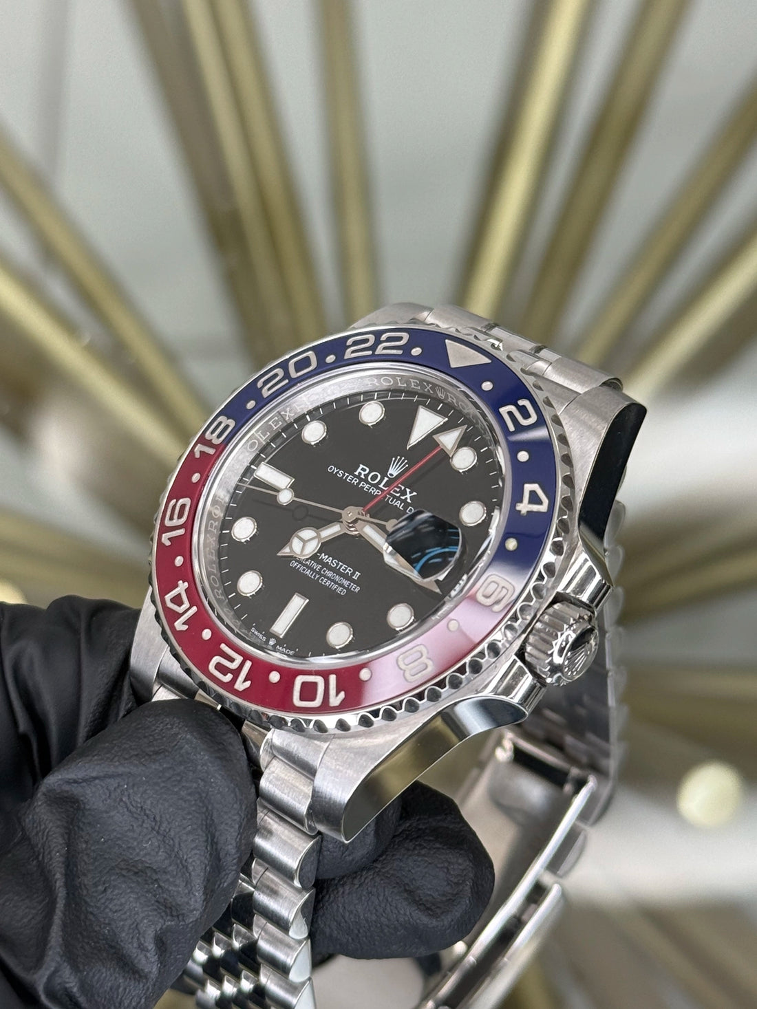 Rolex GMT-Master II Pepsi Black Dial on Jubilee 126710BLRO 2021 Card