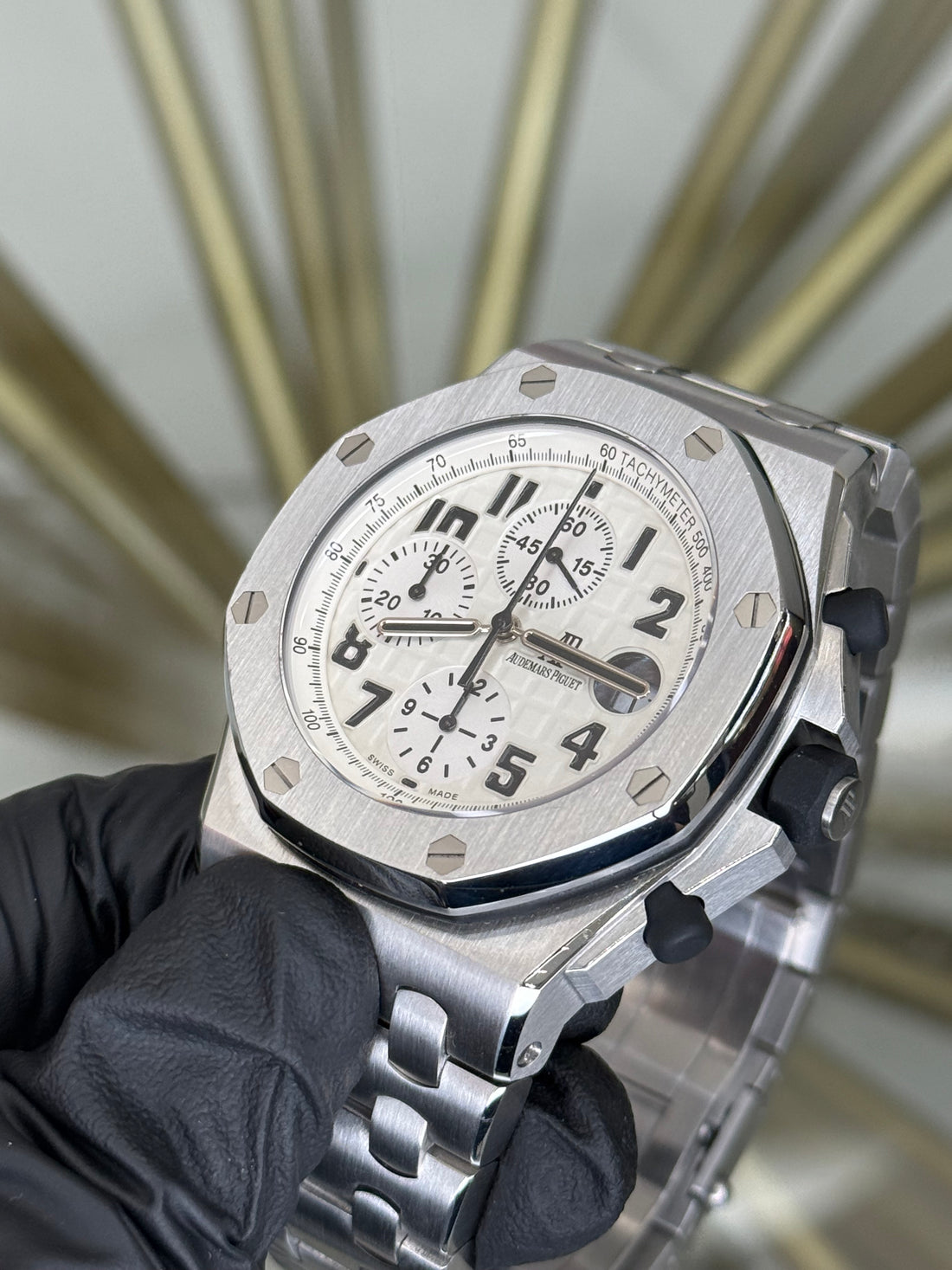 Audemars Piguet Royal Oak Offshore Chronograph Safari White Dial on Stainless Steel 26170ST.OO.D091CR.01 Open Date Papers