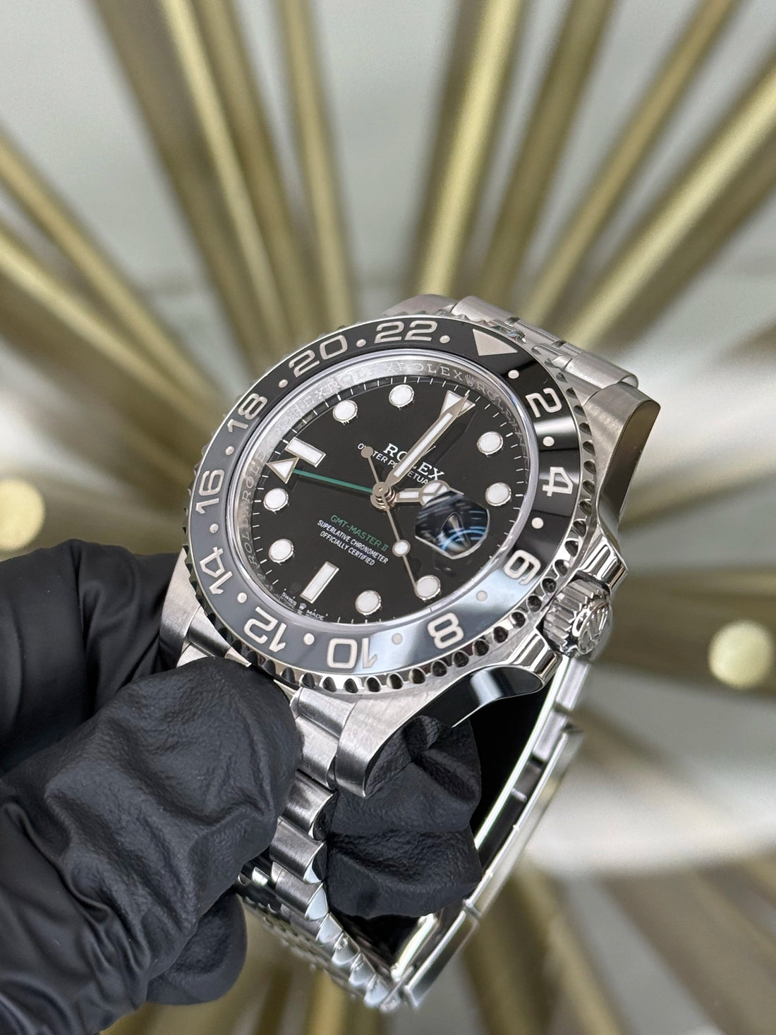 Rolex GMT-Master II Bruce Wayne Black Dial on Jubilee 126710GRNR
