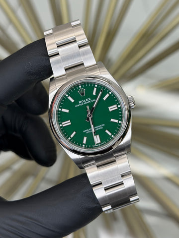 Rolex Oyster Perpetual 36 Green Index Dial on Oyster 126000 2024 Complete