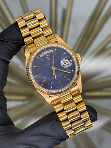 Rolex Day Date 36 AM BlueStick Dial on President 18238