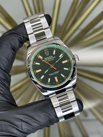 Rolex Milgauss Black Green Crystal Dial on Oyster 116400GV 2012 Complete