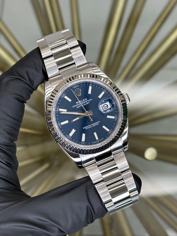 Rolex Datejust 41 Blue Index Dial on Oyster 126334 2020 Complete