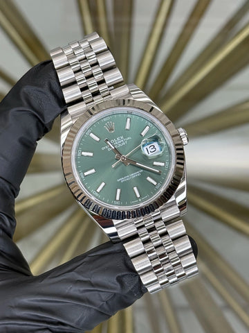 Rolex Datejust 41 Mint Green Index Dial on Jubilee 126334 2022 Complete